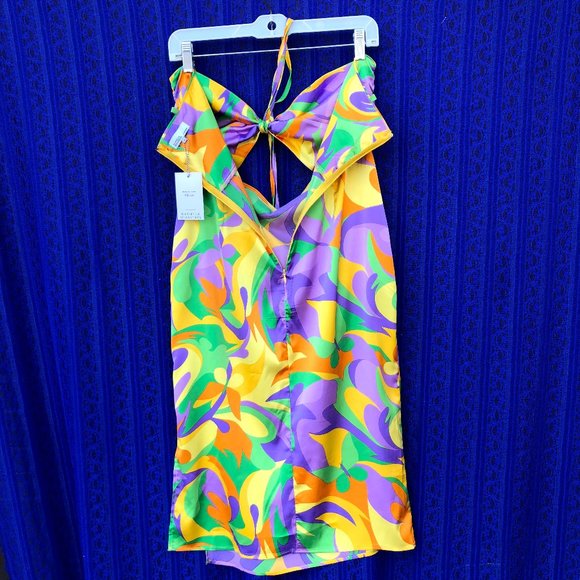 SOLD! NWT WeWoreWhat Tie Halter Saved by the Bell Dress- Medium - Picture 5 of 6